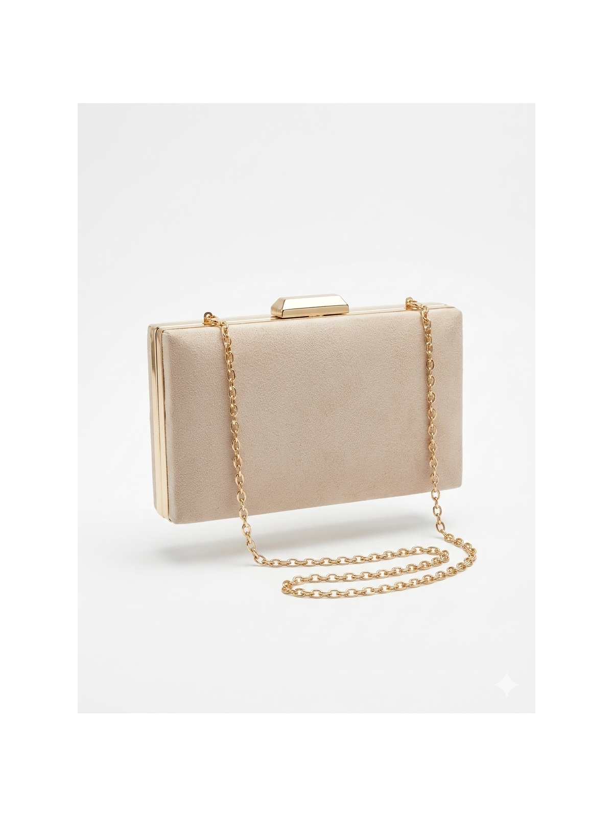 Bolso tipo clutch en tejido de antelina con diseño de rayas verticales