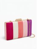 Bolso tipo clutch en tejido de antelina con diseño de rayas verticales