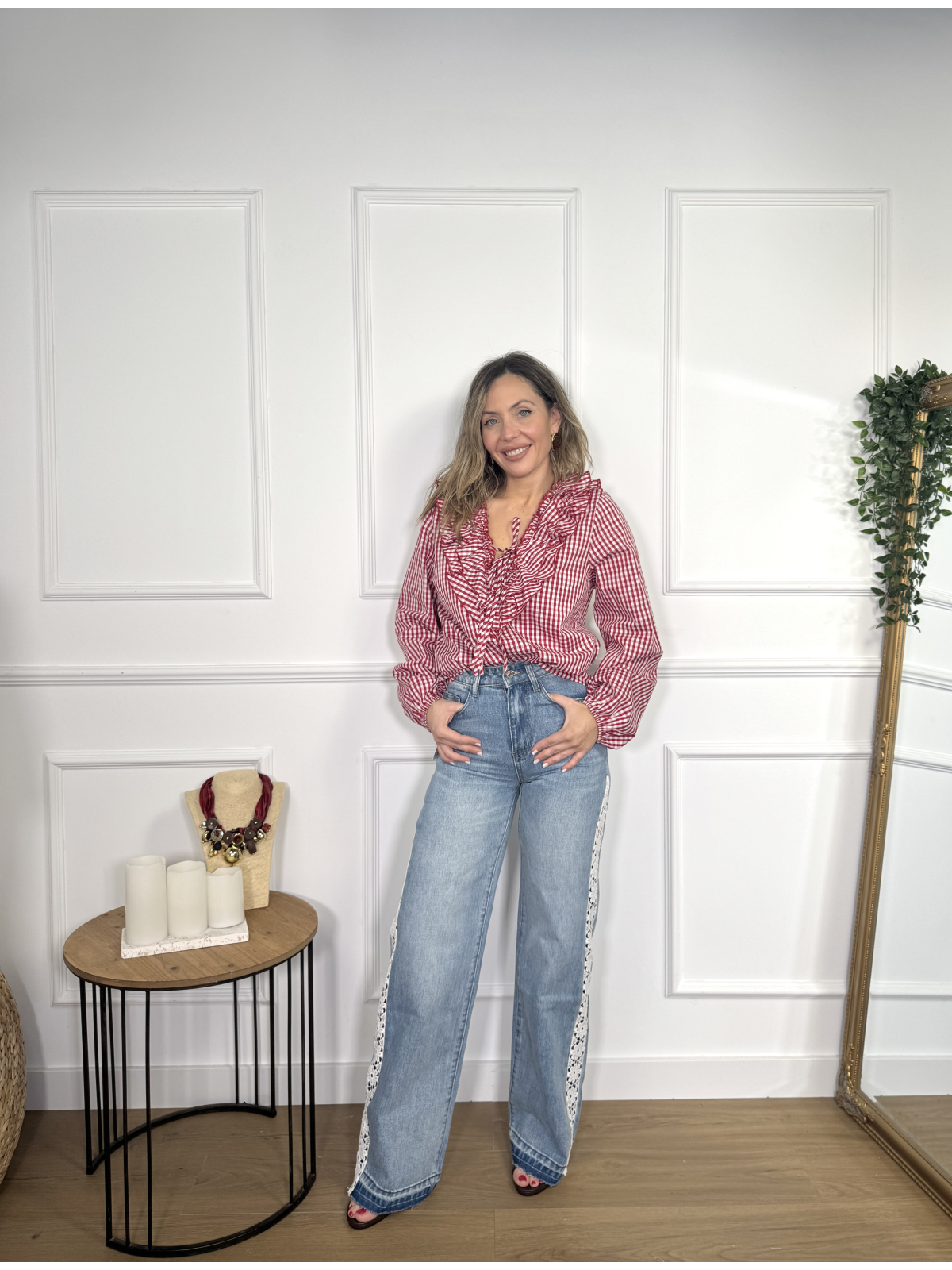 Blusa volantes VICHY roja