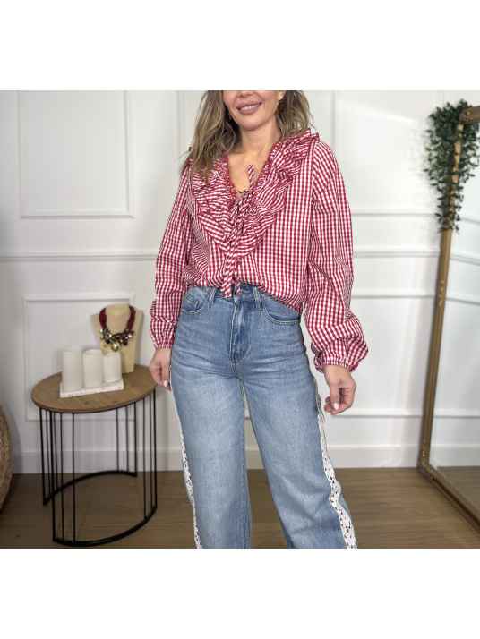 Blusa volantes VICHY roja