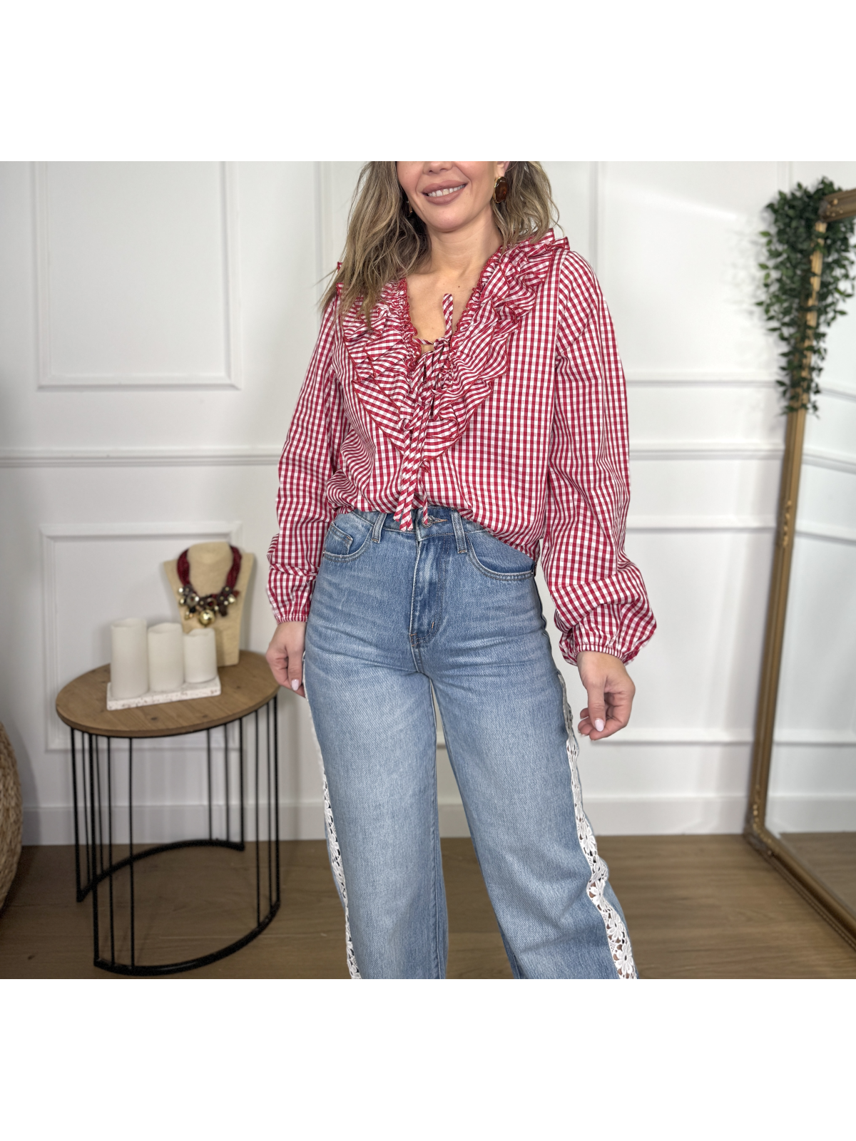 Blusa volantes VICHY roja