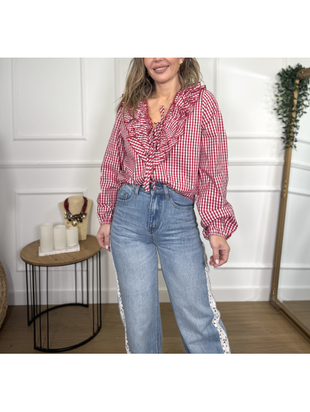 Blusa volantes VICHY roja