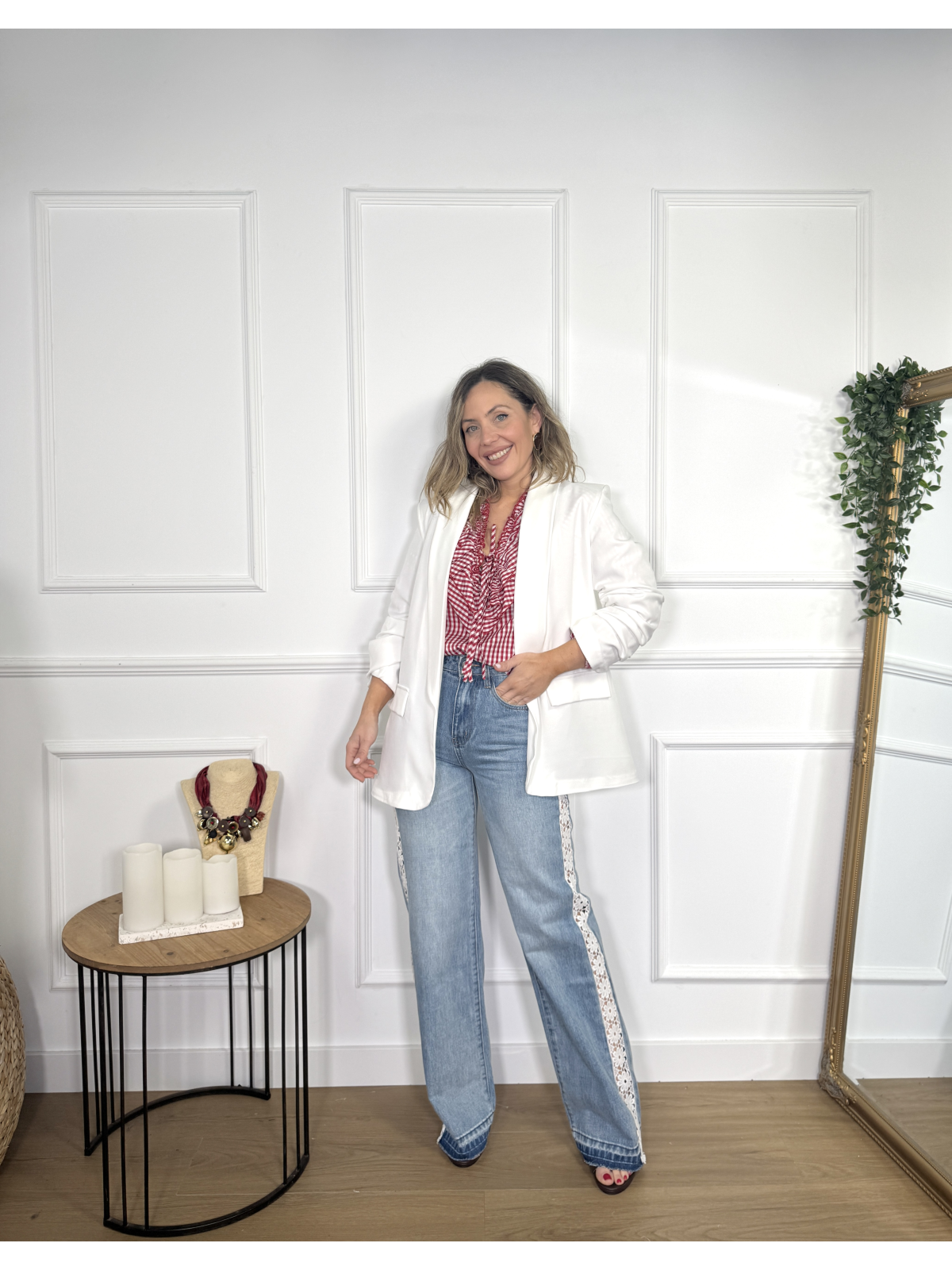 Blusa volantes VICHY roja