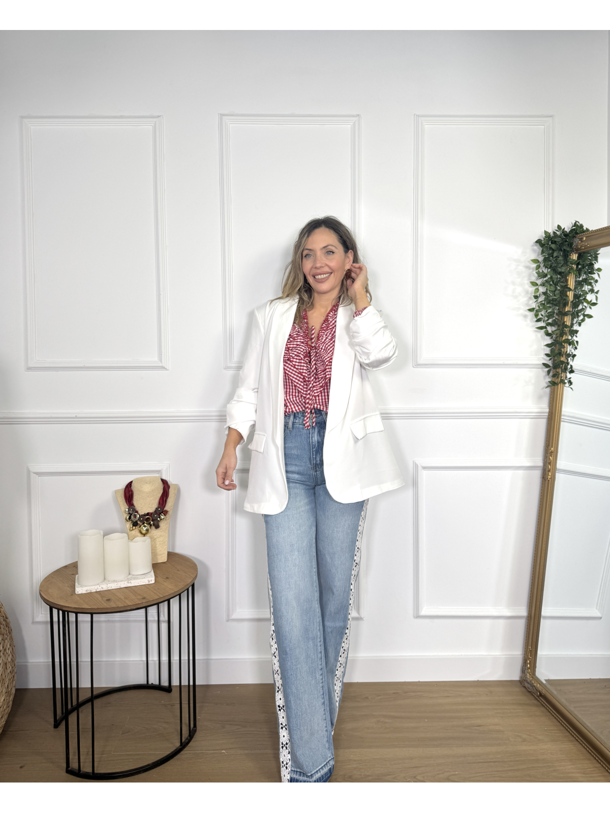 Blusa volantes VICHY roja