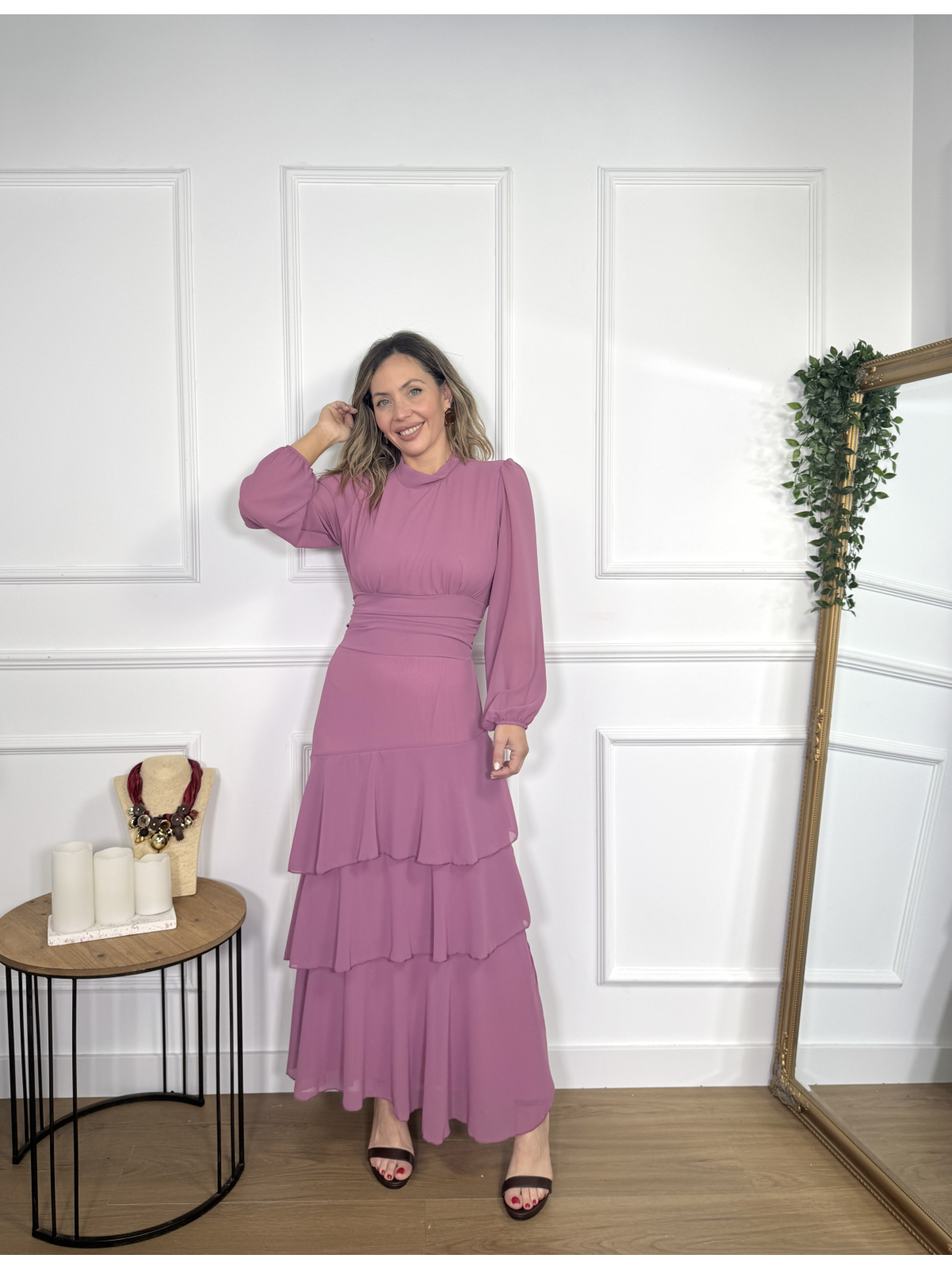 Vestido con Volantes MACARENA Rosa