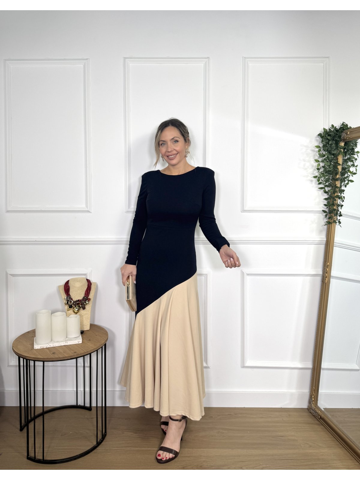 Vestido midi bicolor ideal para invitadas de comunión, bautizo, evento