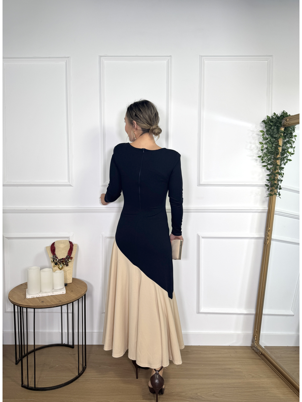 Vestido midi bicolor ideal para invitadas de comunión, bautizo, evento