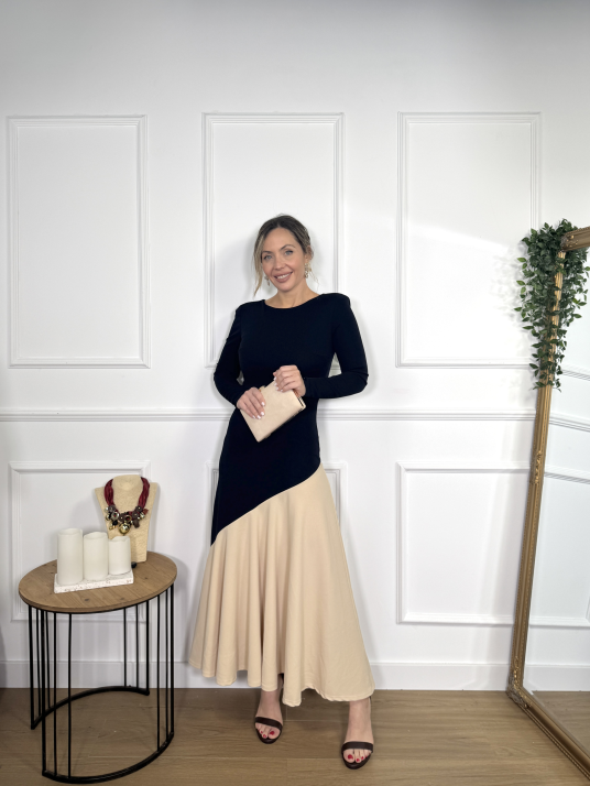 Vestido midi bicolor ideal para invitadas de comunión, bautizo, evento