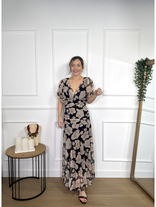 Vestido midi estampado de diseño drapeado.