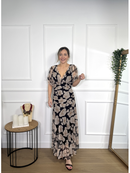 Vestido midi estampado de diseño drapeado.