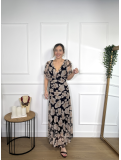 Vestido midi estampado de diseño drapeado.