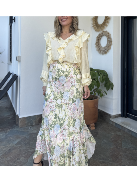 Blusa de volantes FILOMENA amarilla