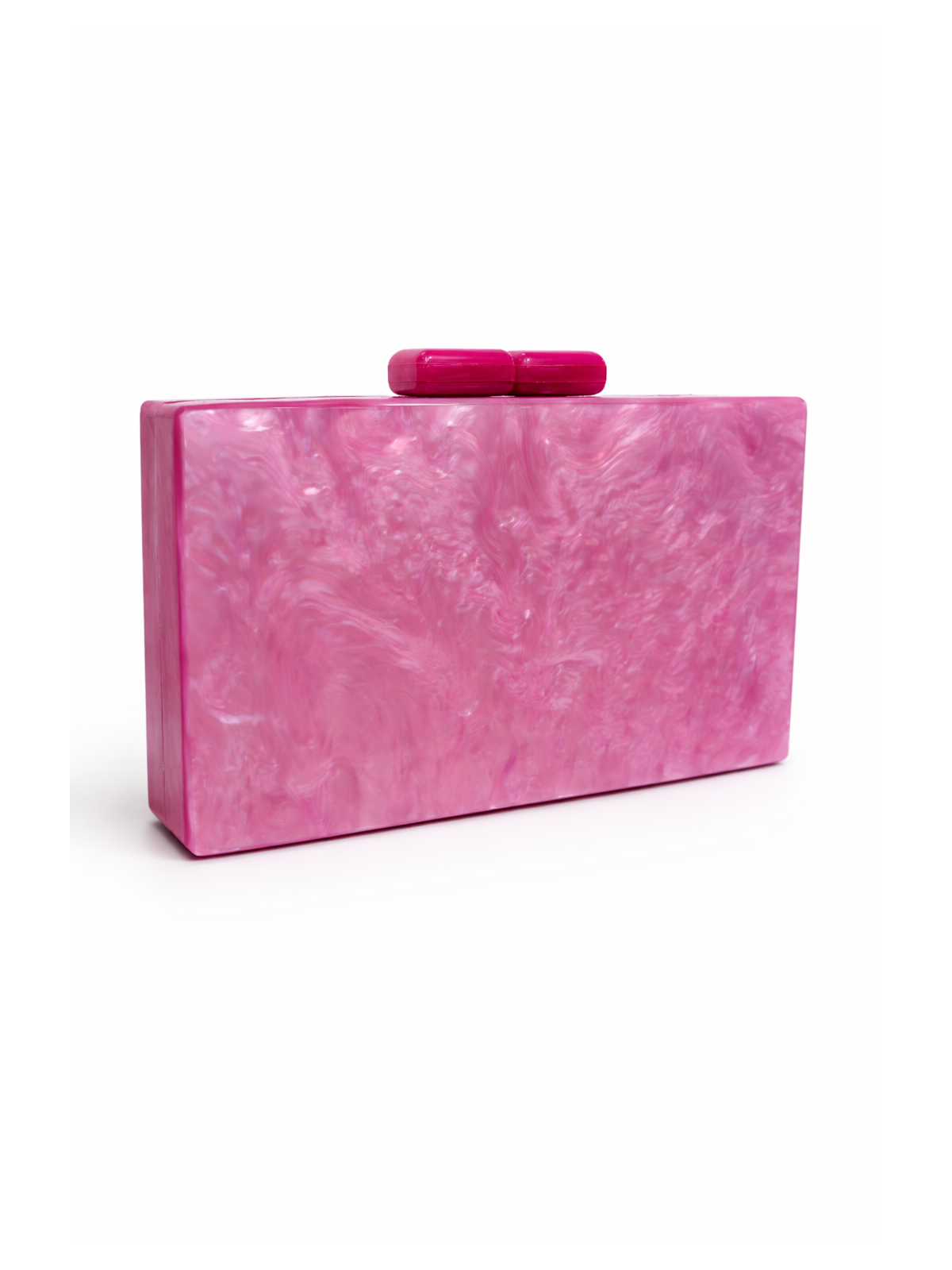 Bolso tipo cutch rígido en acabado nacarado multicolor.