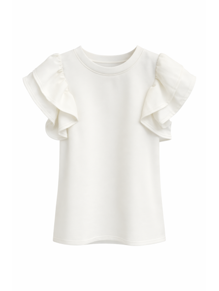 Camiseta de diseño sencillo con volantes, perfecta para looks casual.