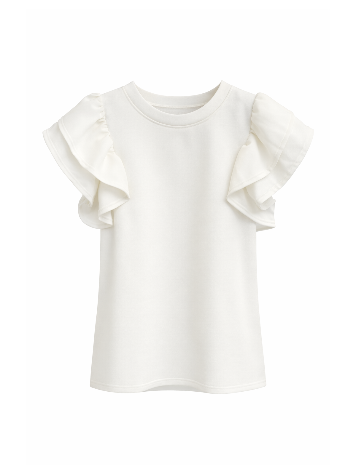 Camiseta de diseño sencillo con volantes, perfecta para looks casual.