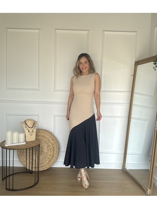 Vestido Bicolor VEGA beige