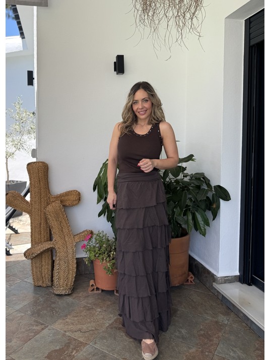 Falda VOLANTES marron